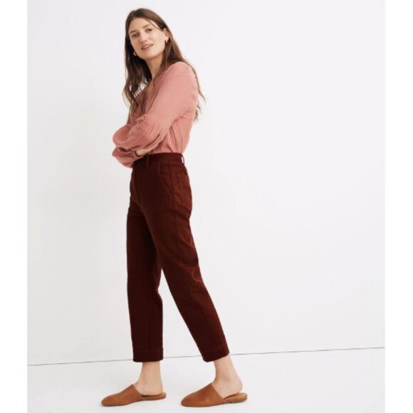 Madewell Burgundy Cropped Tapered Pants - Picture 2 of 7